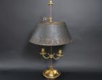 Lampe bouillotte à deux lumières d'époque XIXème en bronze doré,...