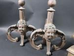 Trois paires de chenets époque XIXème : une en bronze...