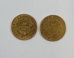 NAPOLEON III : Deux pièces de 10 Francs or, Paris...