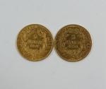 NAPOLEON III : Deux pièces de 5 Francs or, Paris...