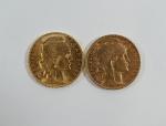 TROISIEME REPUBLIQUE : Deux pièces de 20 Francs or type...