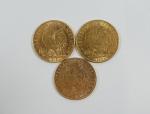 TROISIEME REPUBLIQUE : Trois pièces de 10 Francs or type...