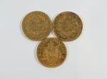 NAPOLEON III : Trois pièces de 20 Francs or, Paris...
