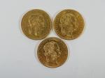 AUTRICHE-HONGRIE : Trois pièces de 20 Francs - 8 Florins...