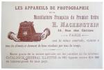Carte Postale Exposition de 1900
 Appareils photos MACKENSTEIN