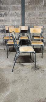 MATCO Lot de 6 chaises d'école années 1950 avec un...