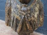 Buste d'un Pape portant une tiare en bois sculpté avec...