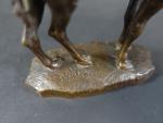 BARYE Antoine-Louis (1795-1875) : Chameau en bronze patiné, signé, dit...