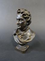 D'après Jean BULIO (1827-1911) : Buste de Chateaubriand. Bronze patiné...