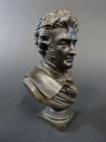 D'après Jean BULIO (1827-1911) : Buste de Chateaubriand. Bronze patiné...