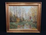 MARTIN Eugène (1880-1954). Paysage d'automne au bois en bordure de...