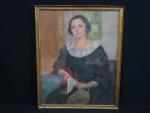 MOURGUE VAQUIER Renée (1894-1990). Portrait de femme. Dessin au pastel...