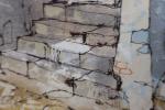 DUFOUR Bernard (XXe). Montée d'escalier de pierres. Acrylique sur toile...