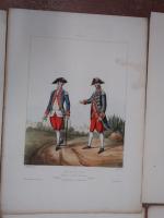 Militaria. Deux aquarelles : musiciens du premier régiment suisse, 1808...