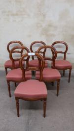 Suite de 6 chaises de style Louis-Philippe en hêtre teinté...