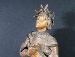 MERCIE Antonin (1845-1916) d'après. Jeanne d'Arc en prière. Grande sculpture...