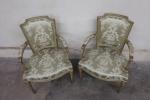 Paire de fauteuils de style Louis XVI en bois laqué...