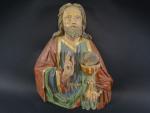 Christ bénissant. Haut-relief en bois sculpté et peint, ép. XIX's....