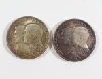 GRECE : Deux pièces de 30 drachmes en argent pour...