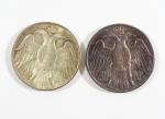 GRECE : Deux pièces de 30 drachmes en argent pour...