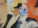 DOMERGUE Jean-Gabriel (1889-1962) : Couple d'élégants au cabaret. Gouache signée,...