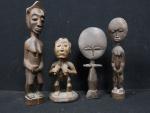 GHANA - Lot de 2 statuettes Ashanti en bois sculpté,...
