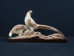 SAINTE-RADEGONDE - Couple d'oiseaux, céramique émaillée : longueur 63, hauteur...