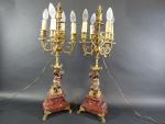 Paire de candélabres d'époque Napoléon III en bronze deux tons...