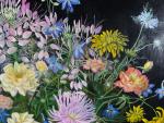 POCHEZ Marie (1926). Vase de fleurs. Grande huile sur toile,...
