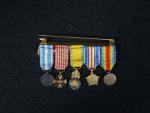 France Brochette de 5 décorations miniatures, dont Médaille militaire, Interalliée,...