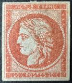 Essai certes 1849 n°3 20c rouge orange vermillonné (quasi la...