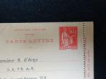 1932-33. PAIX DE LAURENS. Carte-lettre privée, 50c rouge, R. d'Argy...