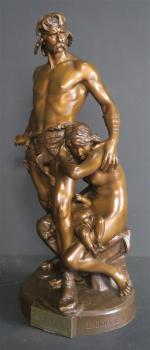 BOISSEAU Emile (1842-1923) : La Défense au foyer. Bronze patiné,...
