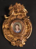 PEUCHOT (XIX's) : Portrait de la fille de l'artiste. Miniature...