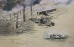 Dauphin Louis-Étienne (1885-1926) « Somme Septembre 1916 Tank » Aquarelle, signée en...