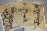Suite de portraits d'Officiers français et britanniques. 32 lithographies. (rousseurs,...