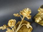 Paire d'appliques en bronze et laiton dorés en forme de...