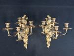Paire d'appliques de style Louis XV en bronze doré à...