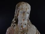 Christ au Sacré-Coeur. Plâtre polychrome. Haut : 75 cm (usures,...