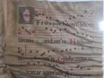 Page double d'antiphonaire sur parchemin avec lettrines, écriture gothique lithurgique,...
