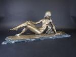 BITTER Ary (1883-1973) : Jeune fille au chevreau. Bronze à...