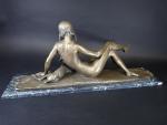 BITTER Ary (1883-1973) : Jeune fille au chevreau. Bronze à...