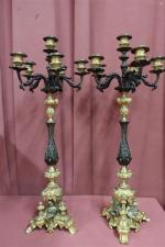 Paire de grands candélabres époque Napoléon III en bronze deux...