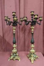 Paire de grands candélabres époque Napoléon III en bronze deux...