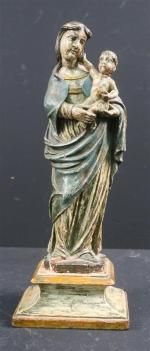 Vierge à l'Enfant en bois repolychromé, ép. XVIII'. Haut. :...
