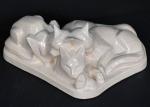 BEAUVAIS Gabriel (XIX'-XX') : Trois chats endormis. Groupe en céramique...