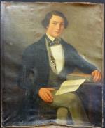 BODIER E. (XIX's) : Portrait d'un jeune scientifique. H.s.T. signée,...