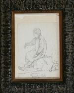 GENELLI Buonaventura (1788-1868) : Etude d'enfant assis sur un rocher....