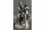 Pan et Daphnis. Bronze patiné. Haut : 33 cm