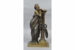 GAUDEZ Adrien-Etienne (1845-1902) : Jeune femme à la colonne. Bronze...
